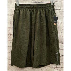 REEBOK Mens Printed Woven Short Size S Athletic 10" Inseam Speedwick Army Green